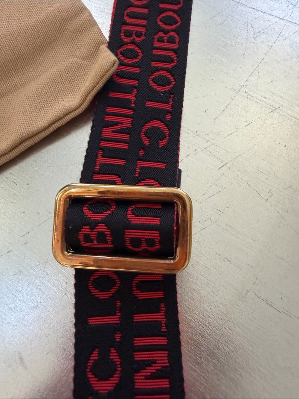 Christian Louboutin Red and Black Logo Shoulder Strap with Gold Hardware - Picture 5 of 6